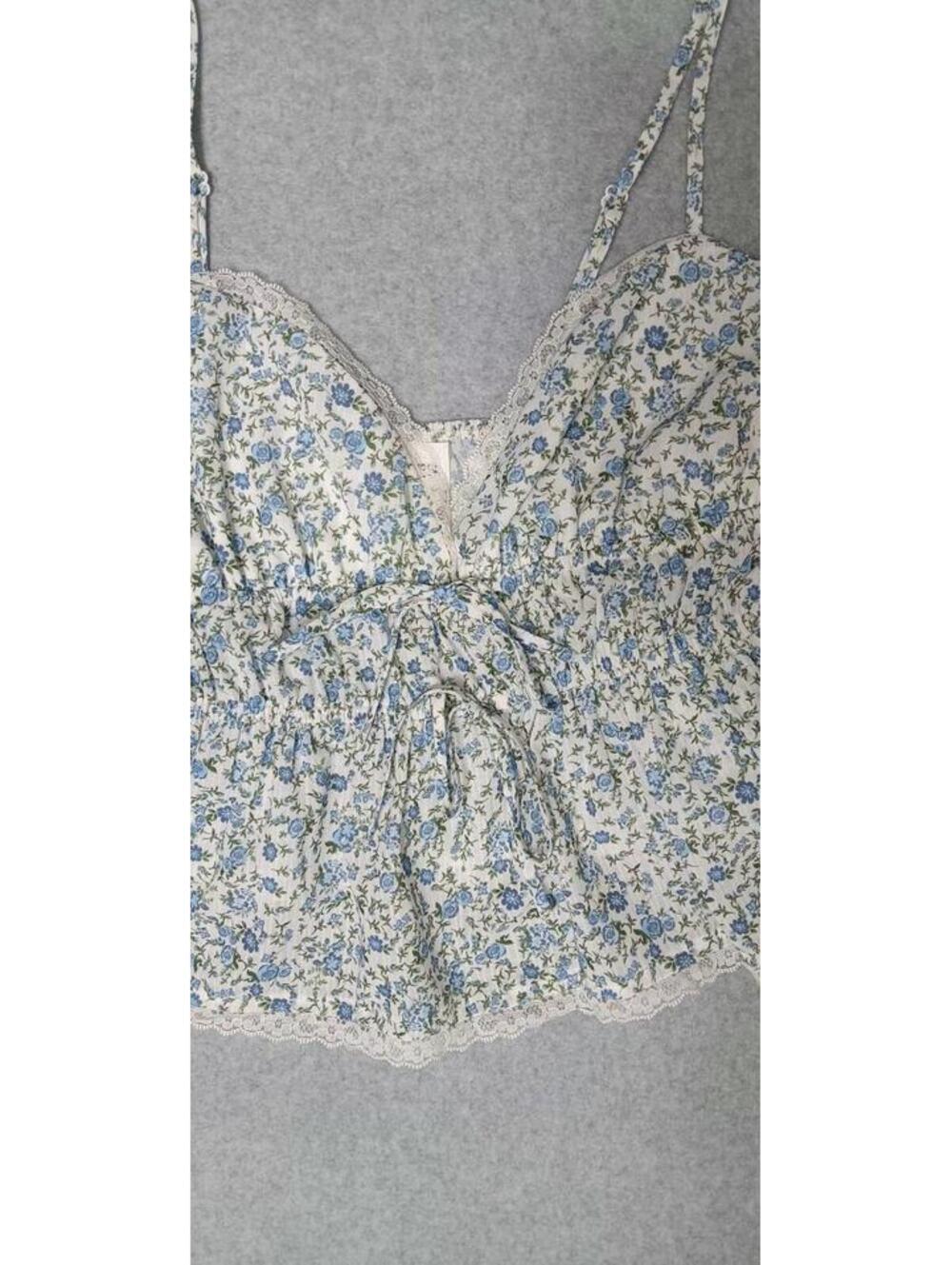 No Boundaries Babydoll Halter Cropped Lace Trim Cami Womens Size Medium White... - Picture 7 of 9